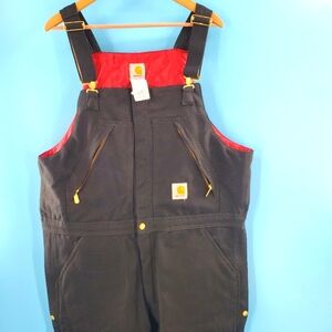 Carhartt black insulated bib overalls 40x30 like new